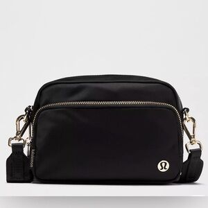 Lululemon Everywhere Black Bag with Gold Zipper 2L
